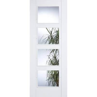 White Primed Vancouver Clear Glazed Internal Door Wooden Tim...